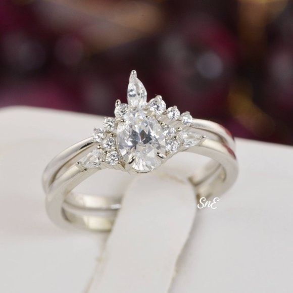 NEW WOMENS 925 STERLING SILVER ENGAGEMENT RINGS WEDDING RINGS DIAMOND SET - Picture 3 of 8